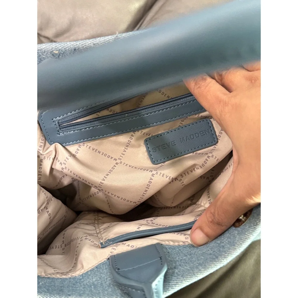 Steve Madden Denim Tote Bag Light Wash Casual‎ Everyday Carryall